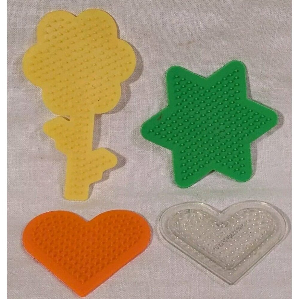 Perler Beads Pegboards Lot Shapes Heart Flower Girl Boy Square Star Booklet Lot - Picture 6 of 16